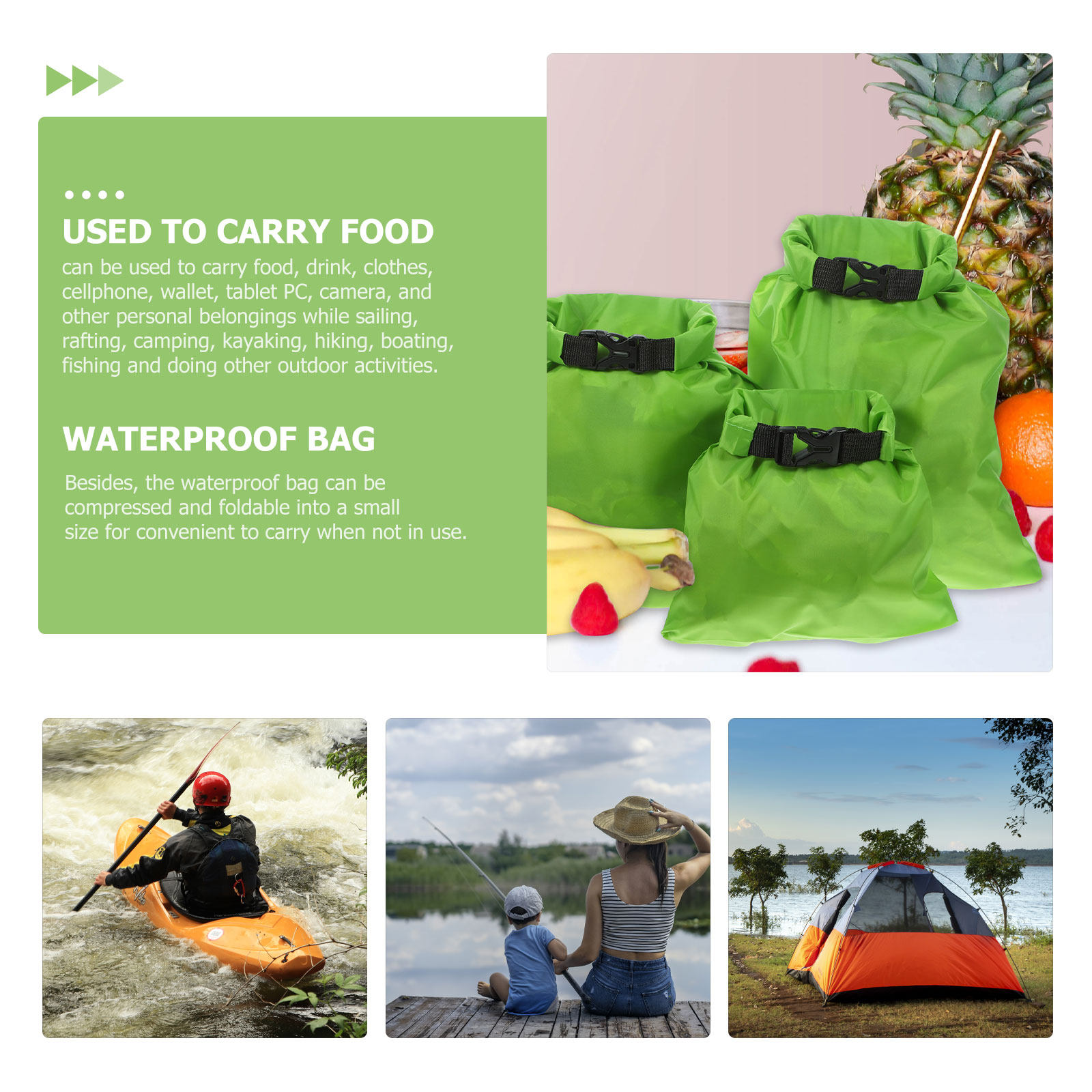 3Pcs Waterproof Dry Bags 15L 2 - Fishing Kayak Storage Bag recension och pris